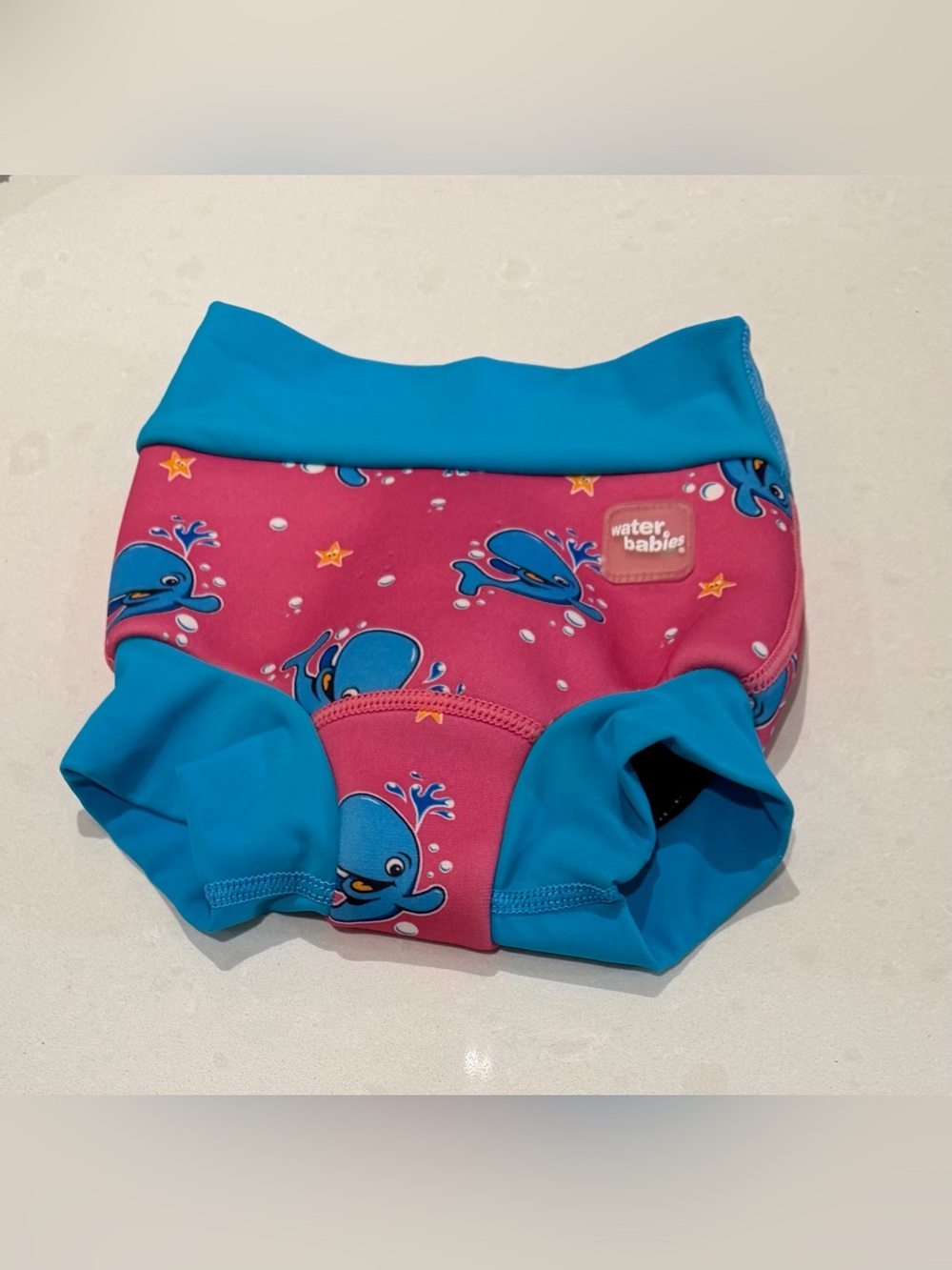 Water Babies 3-6m Pink & Blue Swim Nappy - Cute Whale Print